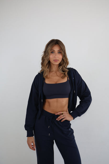 OTW - Cropped Zipped Hoodie - Midnight