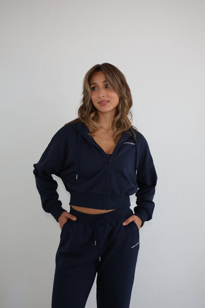 OTW - Cropped Zipped Hoodie - Midnight